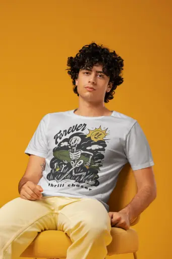 RETRO SURF SKELETON PRINT T-SHIRT